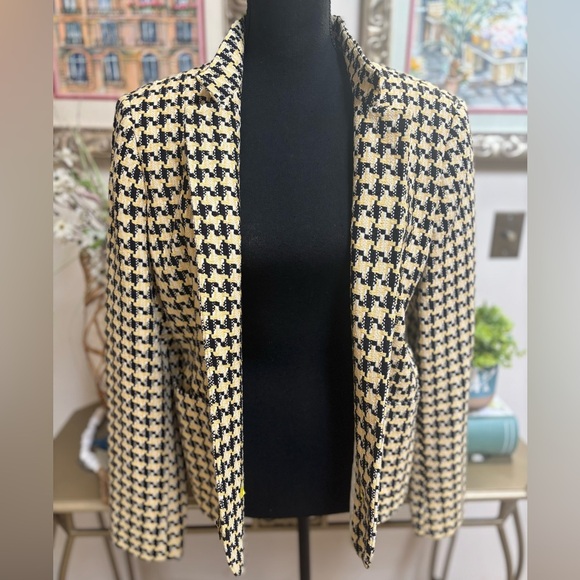 VINTAGE AUSTIN REED LONDON - NEW YORK HOUNDSTOOTH CLASSIC BLAZER JACKET SIZE 14 - Picture 3 of 10